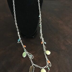 Lia Sophia Silver Necklace with Multicolor Gemstones
